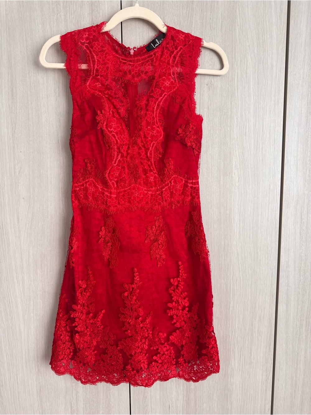 Lulu's Scarlet Lace Sleeveless Mini Dress Lace Sz S
